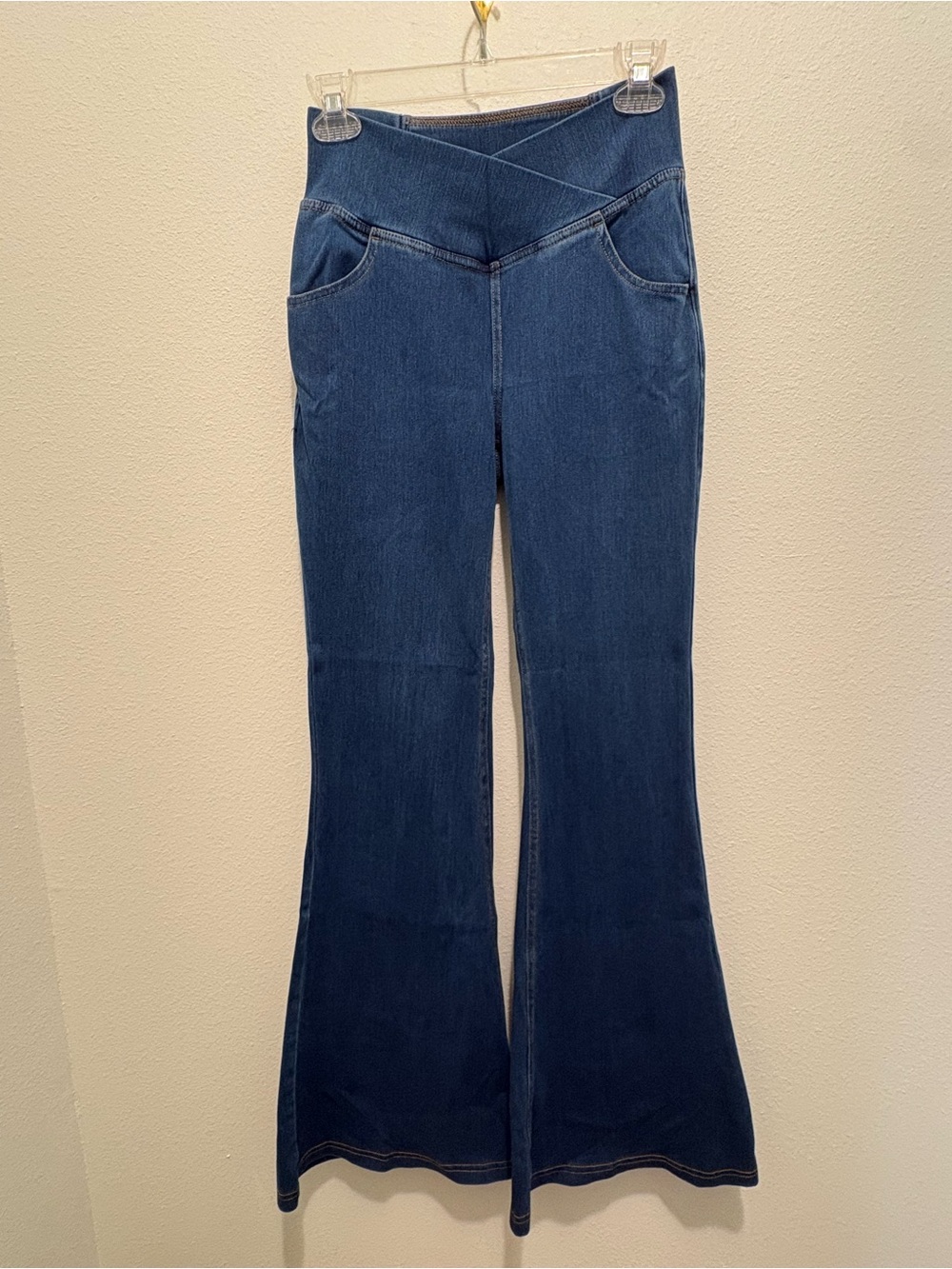 HALARA Dark Blue Flare Jeans with V-Waistband